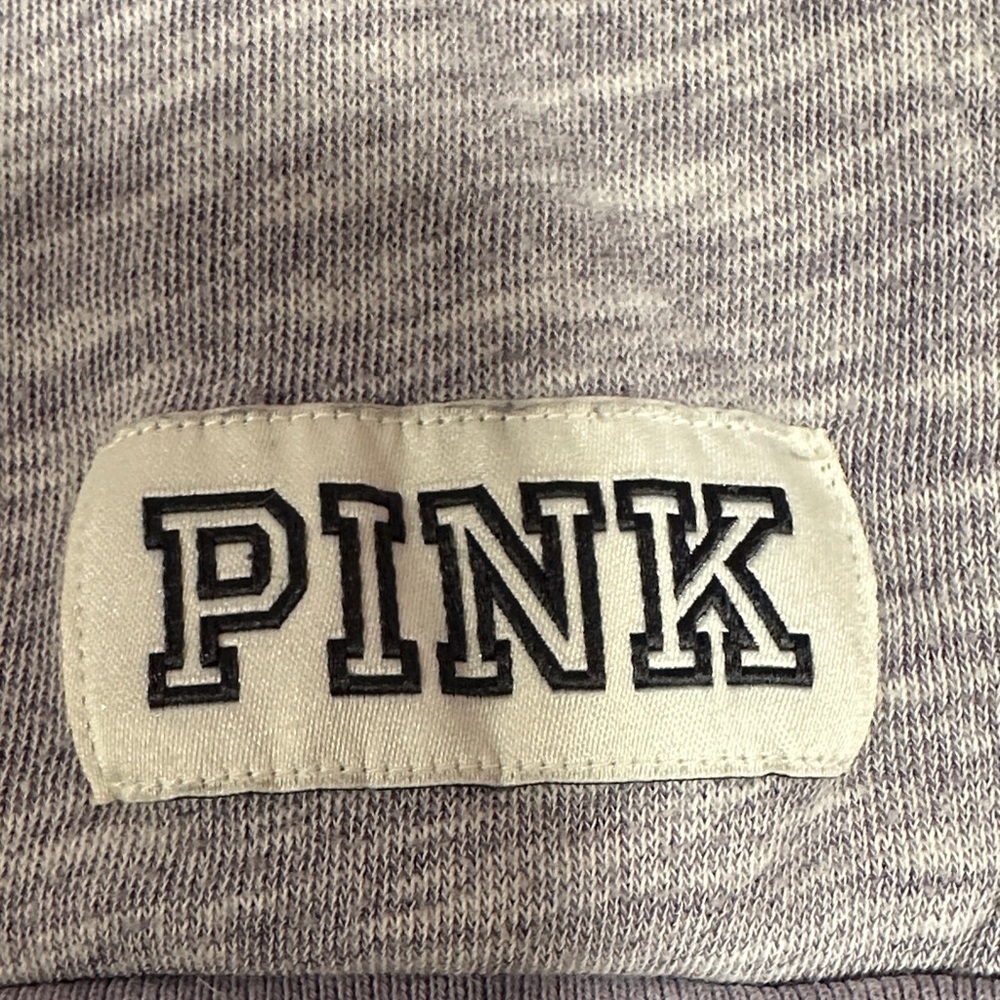 PINK Victoria's Secret Women’s Zip-Up Sweater - Light Gray and Purple EUC - Picture 3 of 9